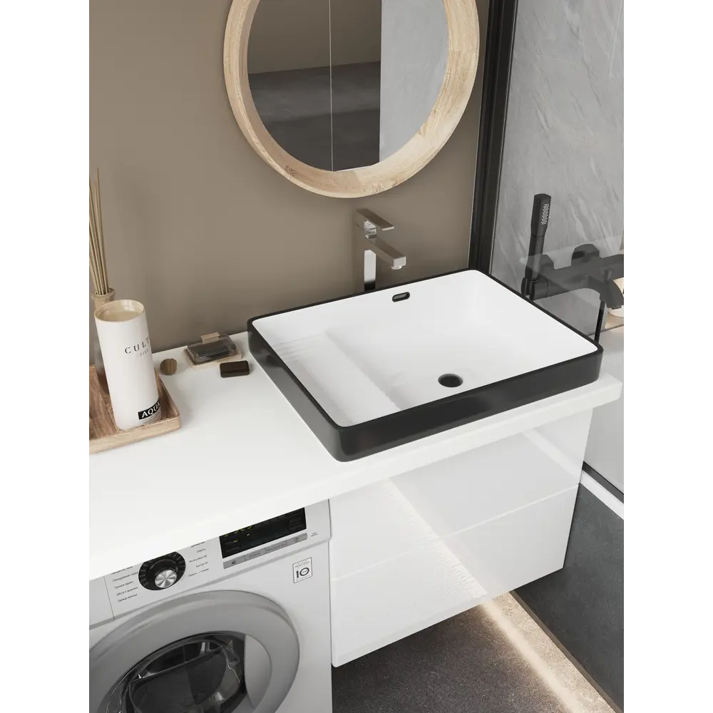 Раковина Slim Black-White накладная на столешницу 56.5x43 см Santreyd STLM-2174224 - Вид №3