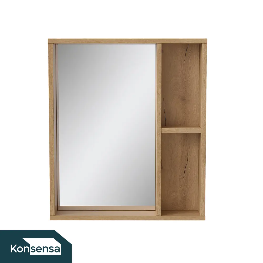 Зеркало для ванной Сохо KONSENSA с полками 60x69.6 см цвет светлый дуб STLM-2048394 - Вид №1