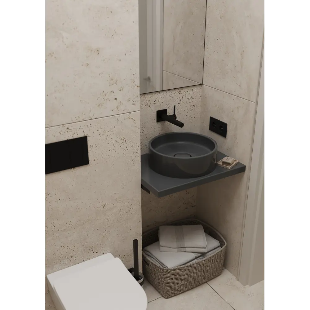 Столешница для ванной Scandi SC-60S 60x4x47 см, искусственный камень, цвет графит Santreyd STLM-2014458 - Вид №4