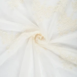 Тюль с вышивкой «Султан» сетка 290 см цвет кремовый