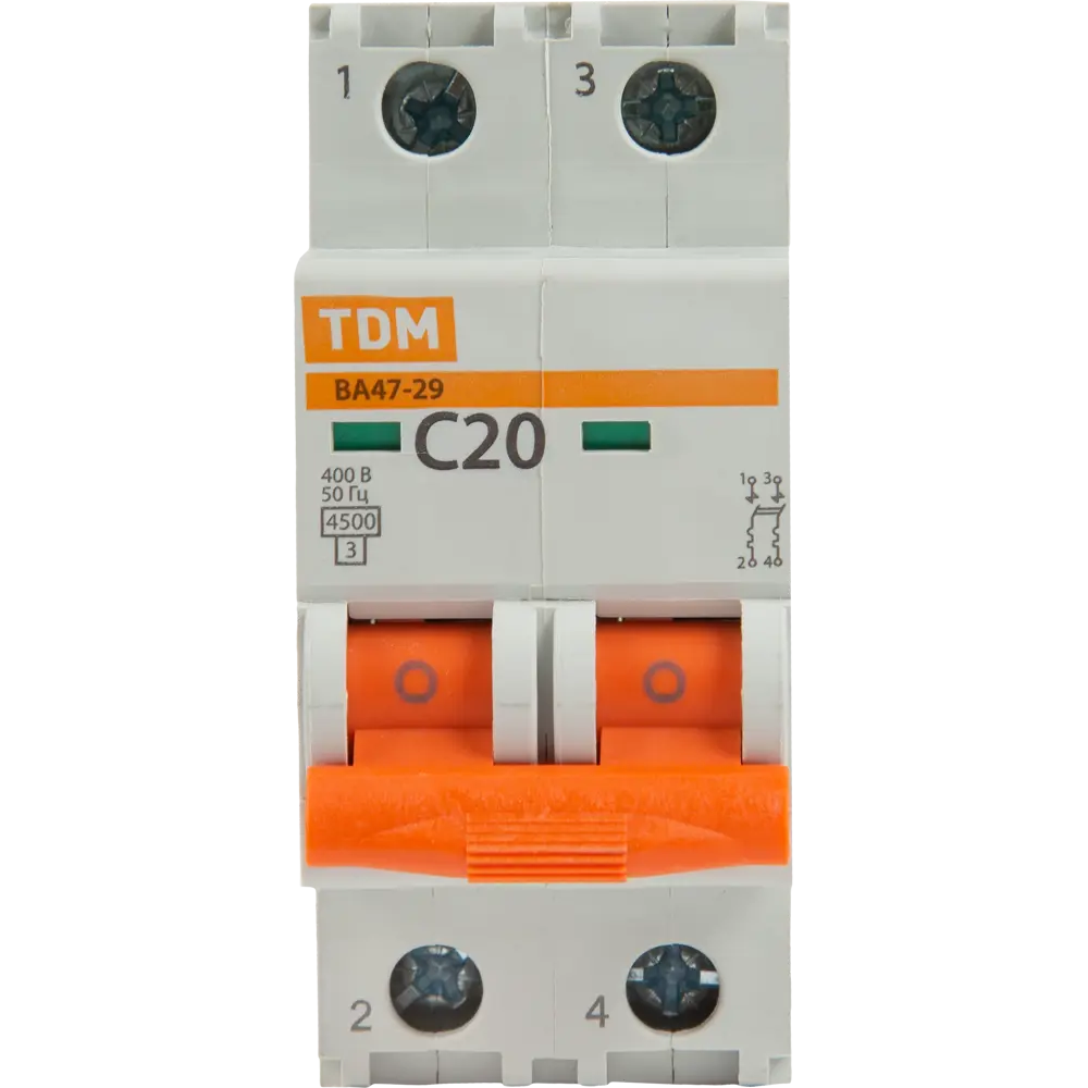 Автоматический выключатель TDM Electric ВА47-29 2P C20А для защиты электросетей 84399477 STLM-0049250 - Вид №1