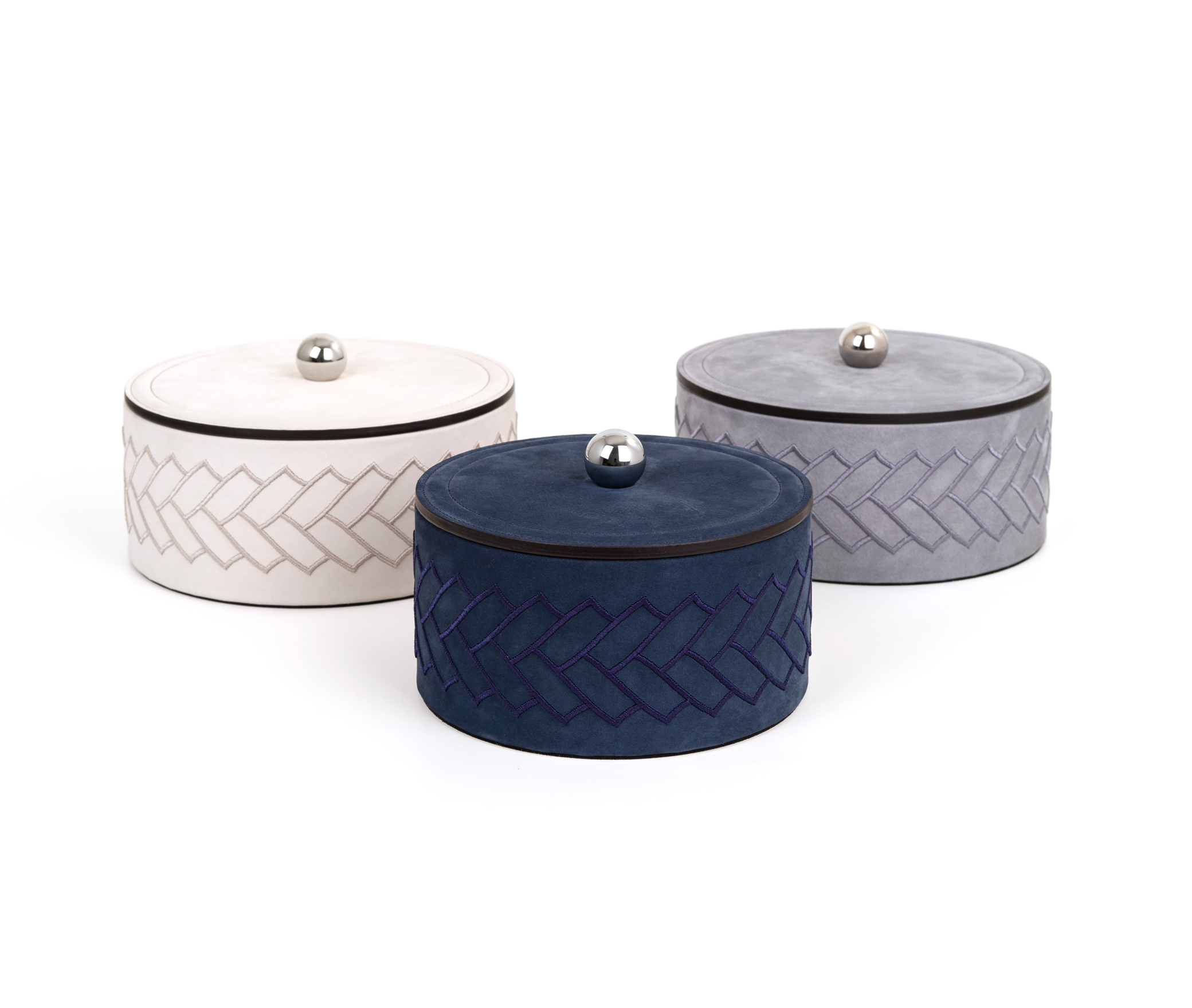 Lily Box - Ø 13XH8 см / металл-хром/нубук-кожа_кофе Pinetti 00.1680.038.015 - Вид №7