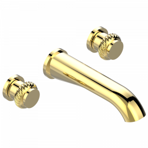 U4C-40SGB Внешняя часть смесителя встраиваемого в стену для раковины на три отверстия с изливом СУПЕР ГОЛИАФ- без выпуска Thg-paris Diplomate с витыми кольцами Покрытие PVD золотистый цвет