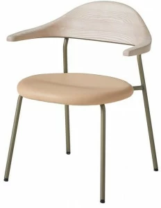 BassamFellows Мягкое кресло из нержавеющей стали и дерева Bicorn Cb-59u