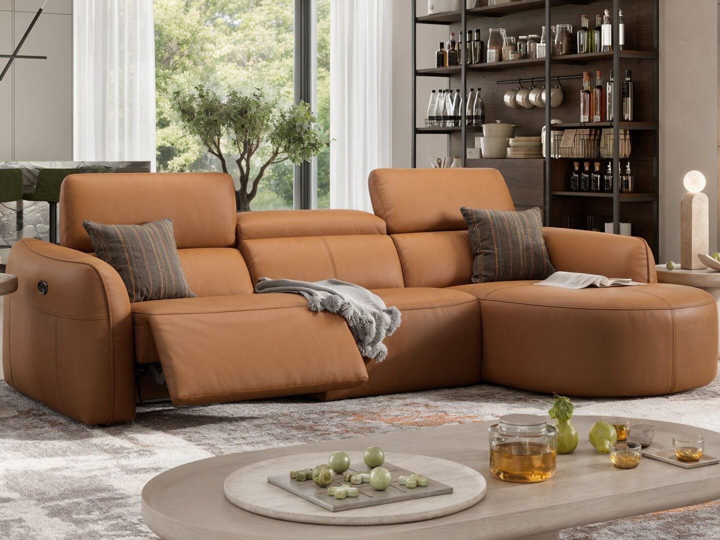 Кожаный диван с полуостровом Sofanella Милаццо ARCH-00125703 - Вид №2