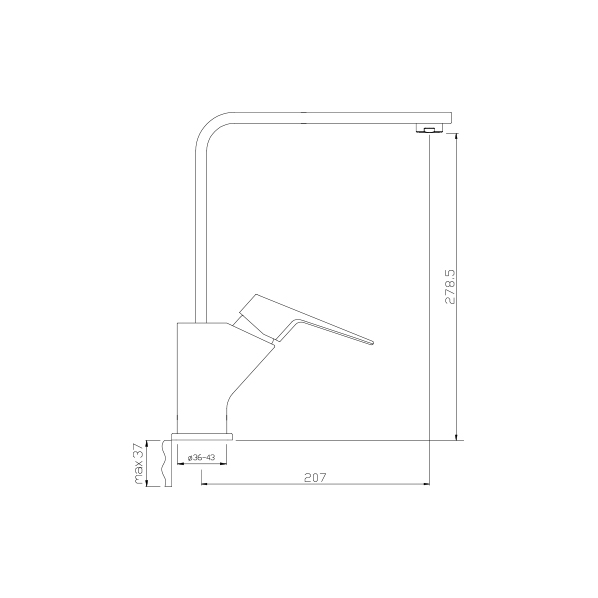 35-03P GRANO black  Смеситель для кухни  ARGO kran 3503pgranoblack - Вид №1