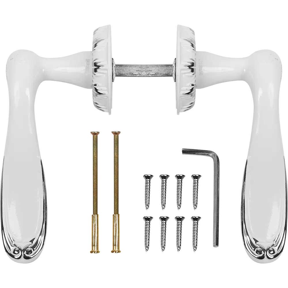Ручка дверная на розетке Reinz Глория, цвет белый хром RENZ STLM-2134933 - Вид №1