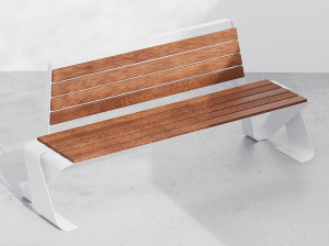 Стальная и деревянная скамья со спинкой