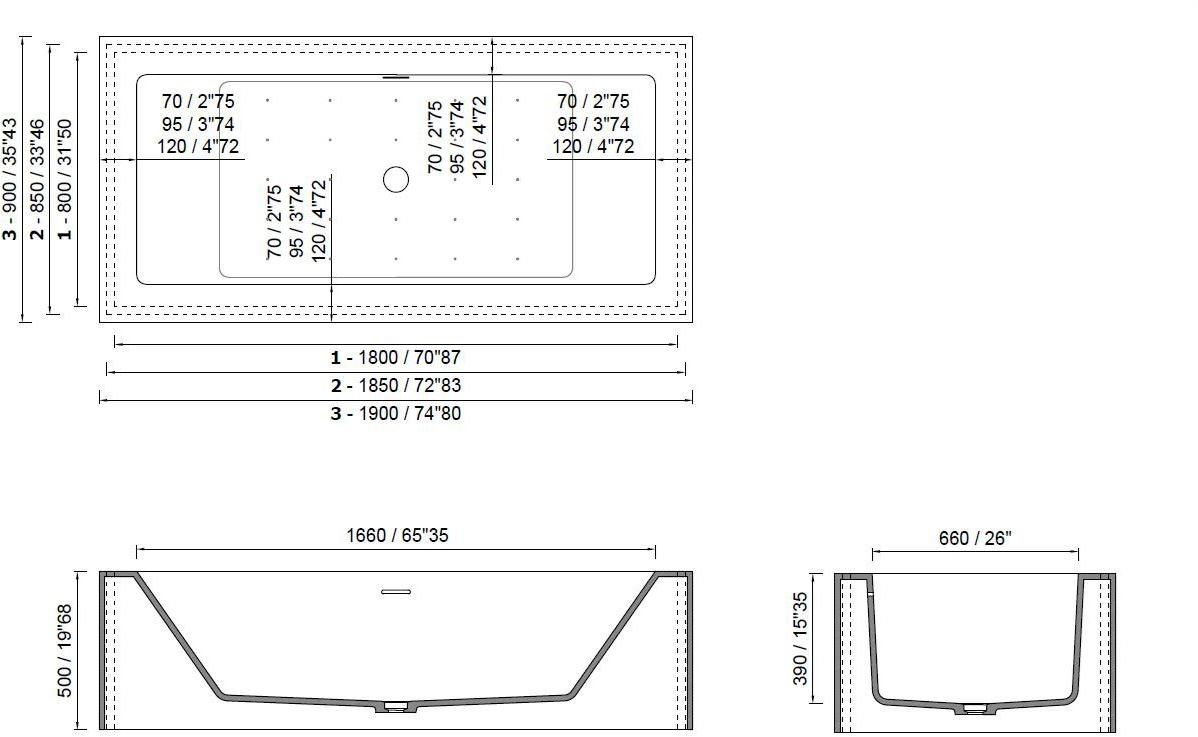 MOMA Design Отдельностоящая прямоугольная ванна Platinum sun-id-1403265 - Вид №1