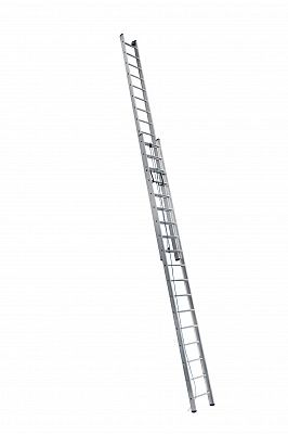 Алюминиевая профессиональная приставная двухсекционная лестница с канатной тягой ALUMET SR2 3215