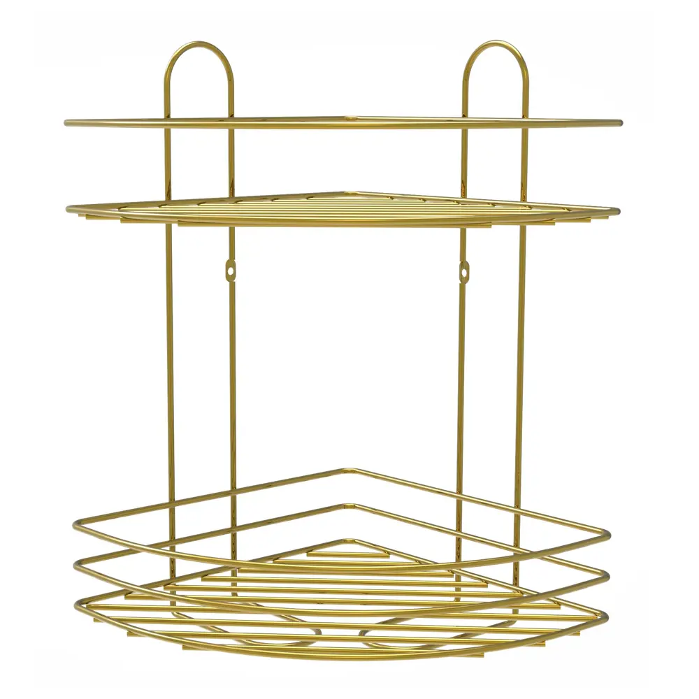 Полка для ванной Lemer Nil двухъярусная 23x23 см металл цвет золото STLM-2001198