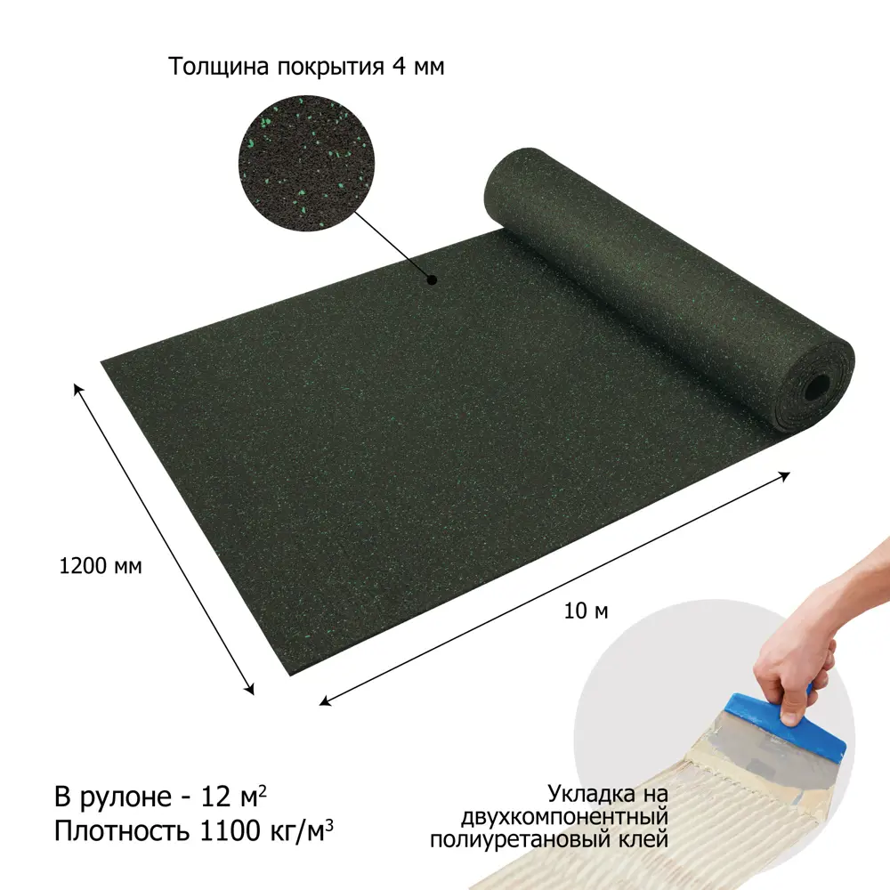 Покрытие резиновое Alegria color 10х1.2 м 4 мм Santreyd STLM-2155020 - Вид №2