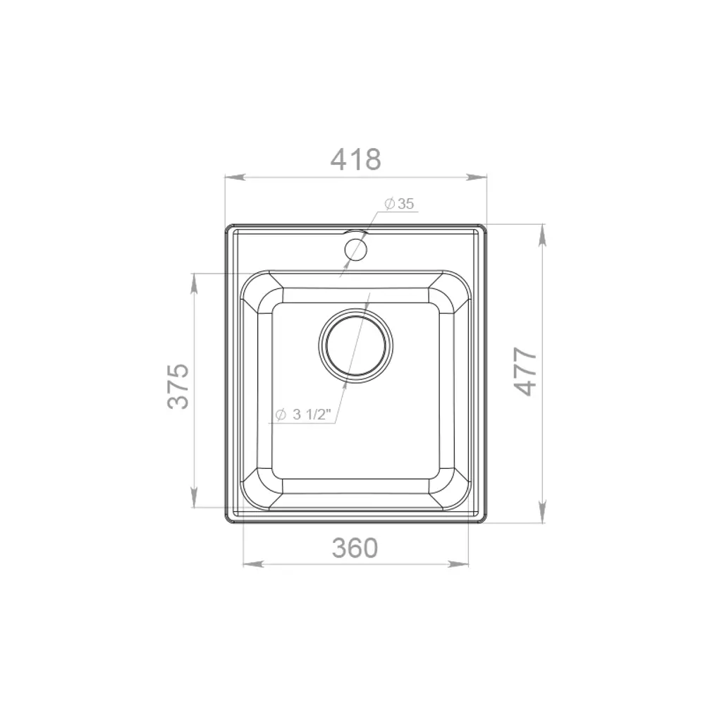 GRANFEST Quarz GF-Z - Кварцевая врезная мойка для кухни 42×48 см 85226381 STLM-0060139 - Вид №5