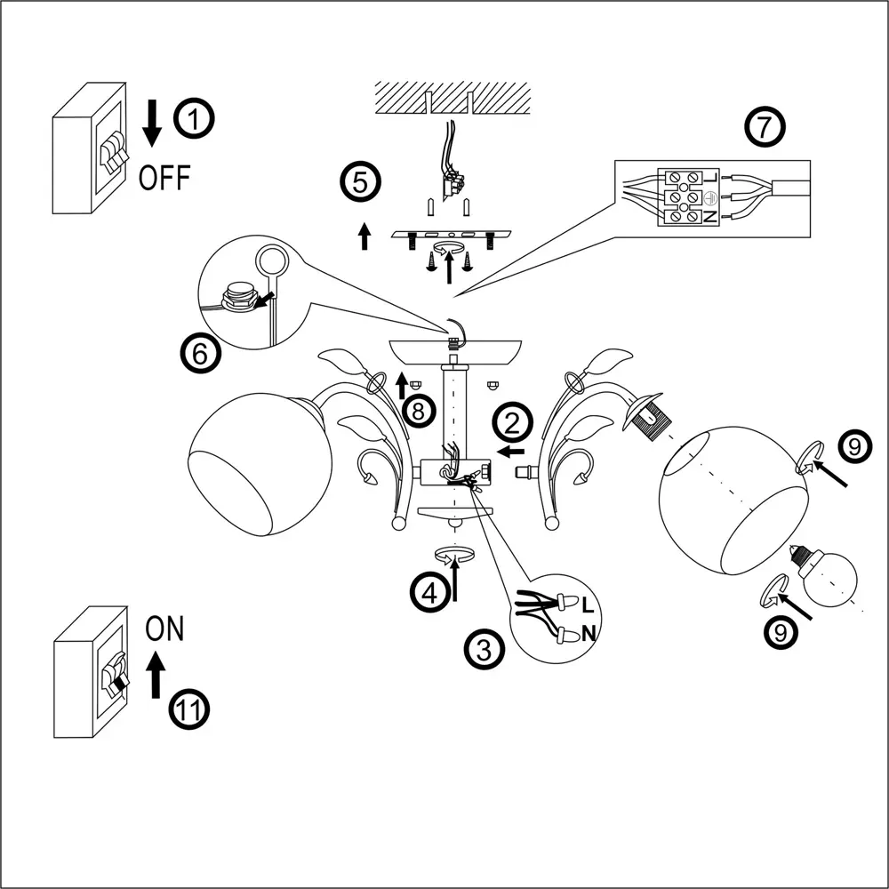 РОССВЕТ Люстра Амплуа - белая потолочная с тремя плафонами 89426690 STLM-1577630 - Вид №14