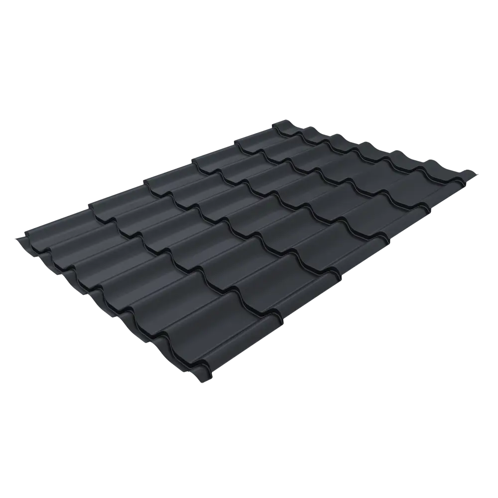 Металлочерепица 0.5 мм ГОСТ 3600x1180 мм RAL 7024 серый Grand Line STLM-2119374 - Вид №2