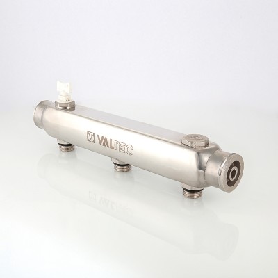 VTc.510.SS.060408 Коллектор из нержавеющей стали с межосевым расстоянием выходов 100 мм Valtec 1", 8 x 1/2"  - Вид №5