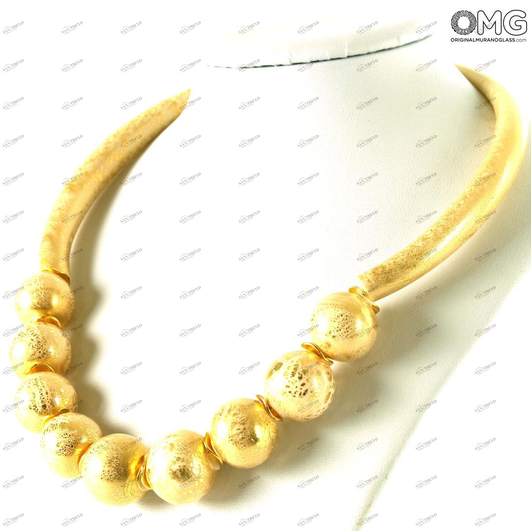4654 ORIGINALMURANOGLASS Колье Пенелопа - Золото - муранское стекло OMG 48 см 