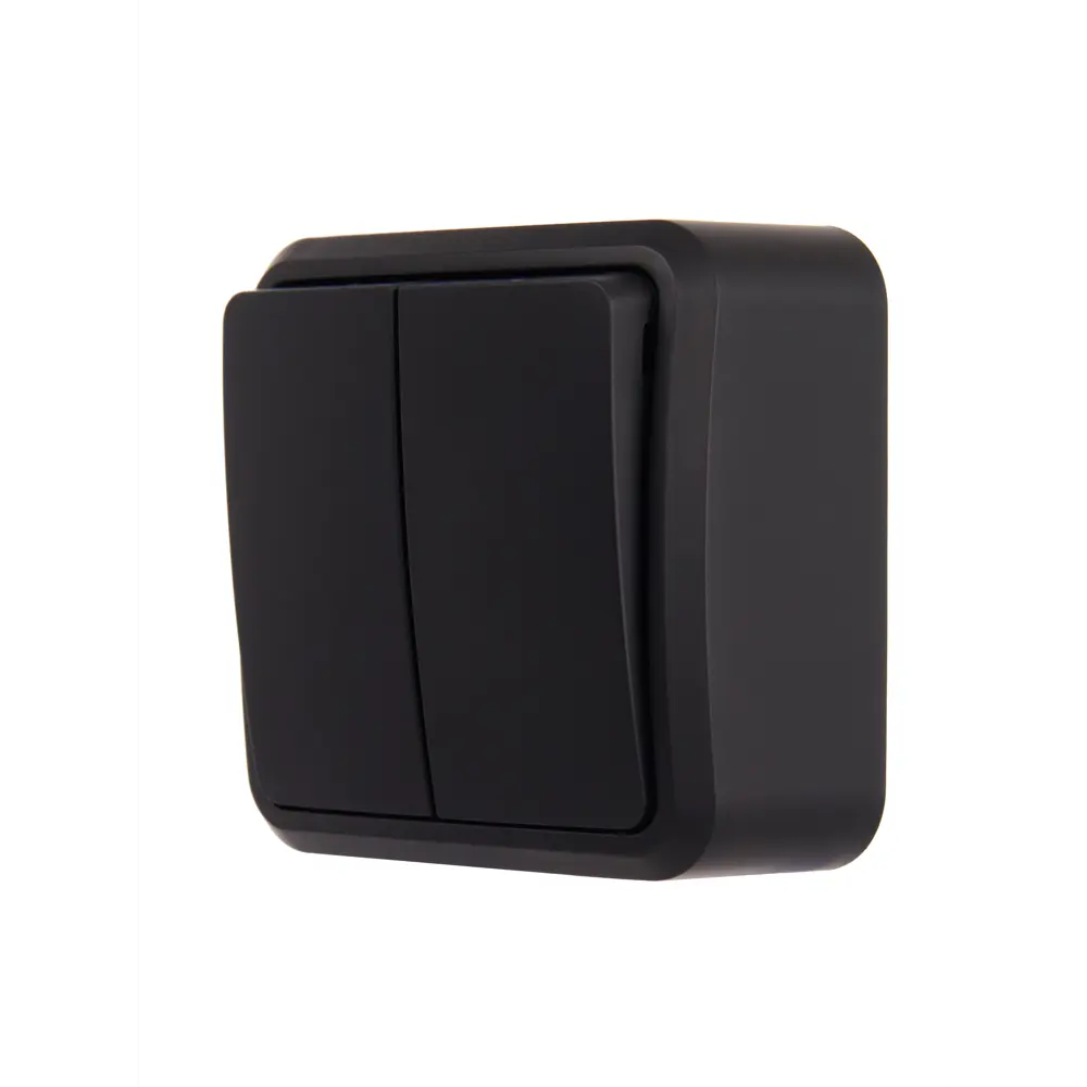 Выключатель LEXMAN First двухклавишный накладной черный матовый 88780875 First 2 STLM-1114093 - Вид №1