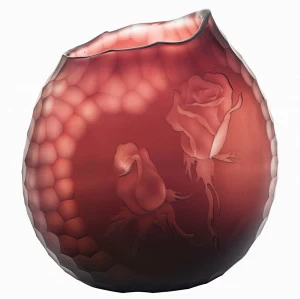 Ваза стеклянная бордовая с рисунком 27 см Bordo GARDA DECOR ДИЗАЙНЕРСКИЕ 033951 Красный