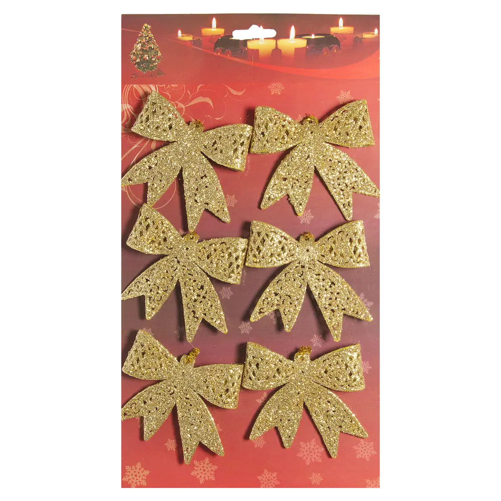 Набор ёлочных украшений «Бантики» 6.5 см, цвет золотистый, 6 шт Santreyd STLM-2102730