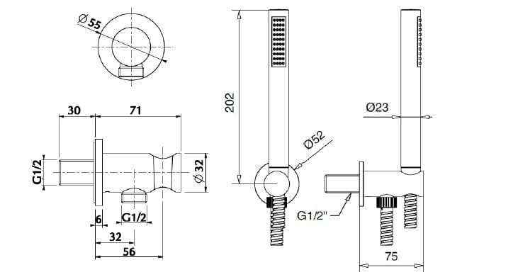 Настенный ручной душ из нержавеющей стали с гибким Gaia Mobili Complements ARCH-00050292 - Вид №2