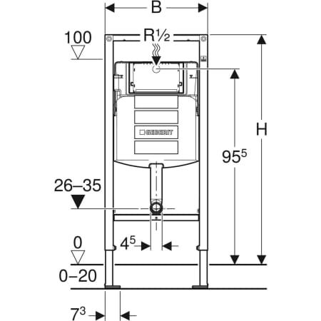GEBERIT 111.915.00.5 Инсталляция Geberit Duofix для напольного унитаза, 112 см, со смывным бачком скрытого монтажа Sigma 12 см  - Вид №2