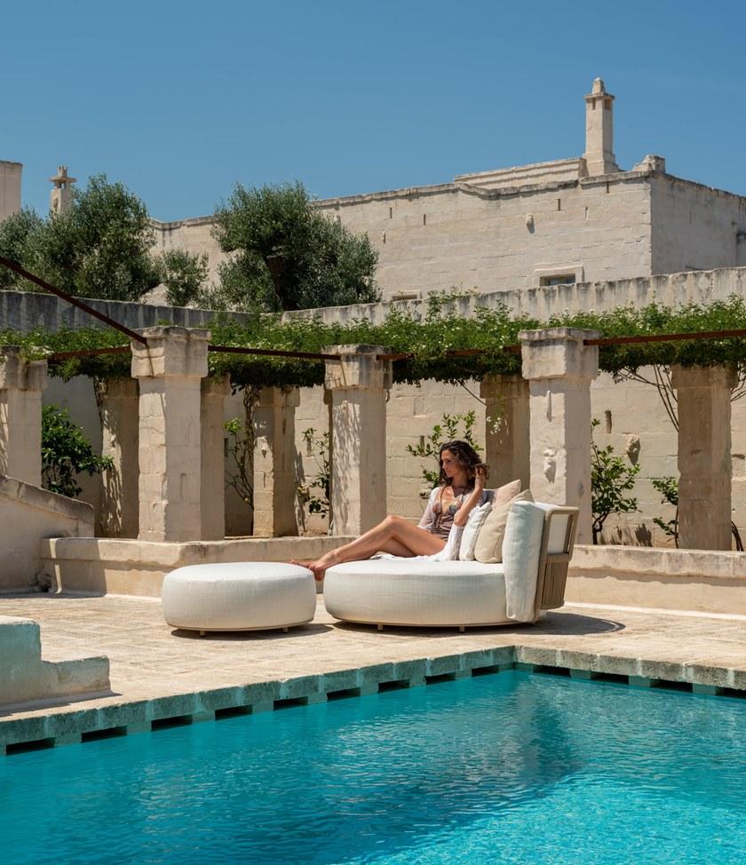 Talenti Круглый садовый пуф из ткани Scacco Scapuft - Вид №5