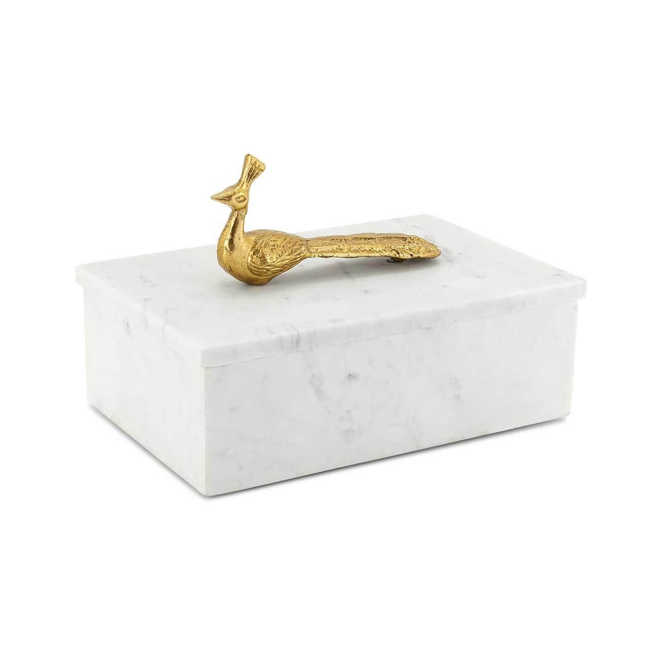600967-18 ABHIKA КОРОБКА ПАВЛИНА H15 23X15 WHITE/GOLD 