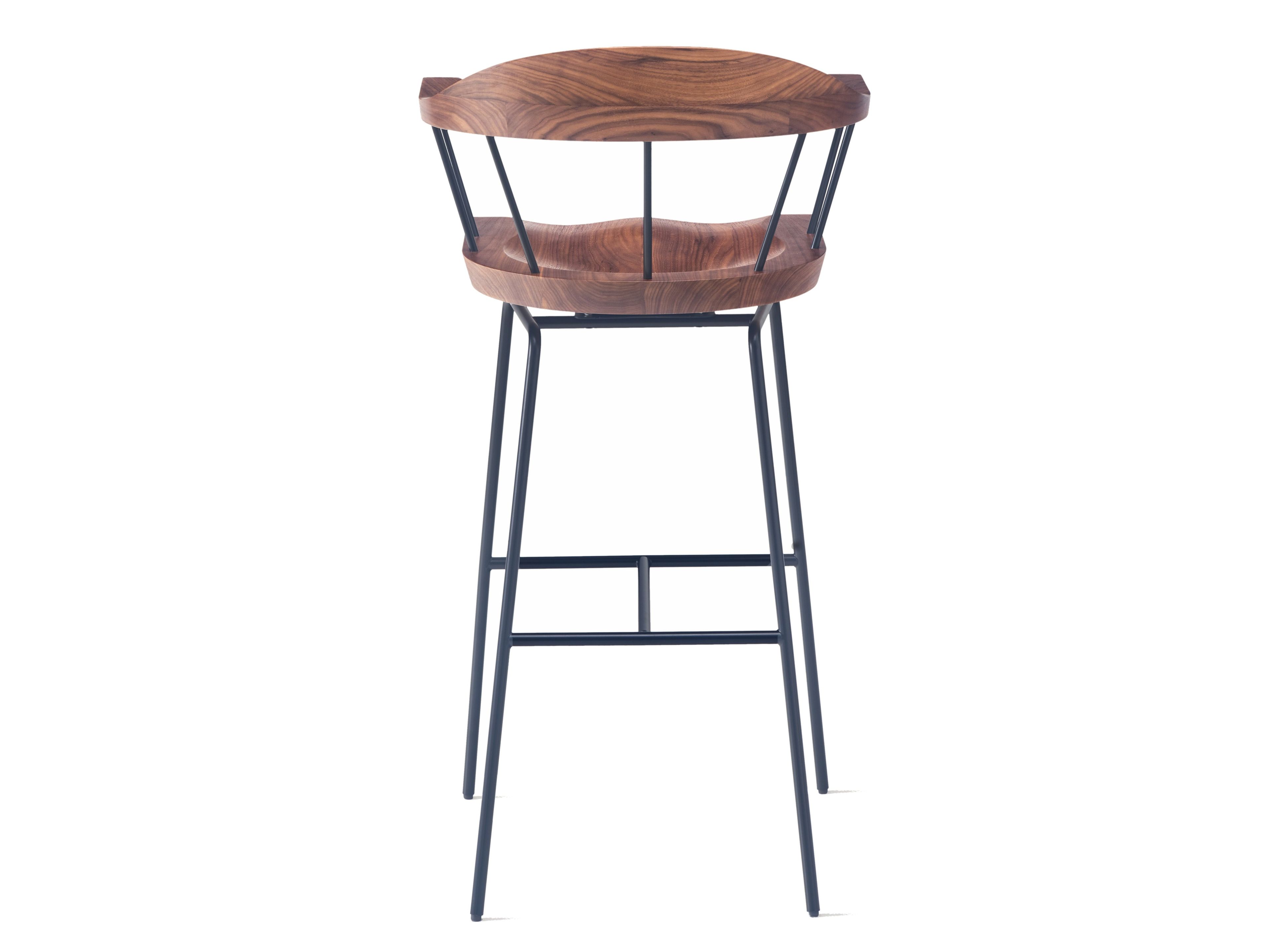 Высокий барный стул из стали и дерева с подлокотниками BassamFellows Spindle ARCH-00104076 - Вид №4