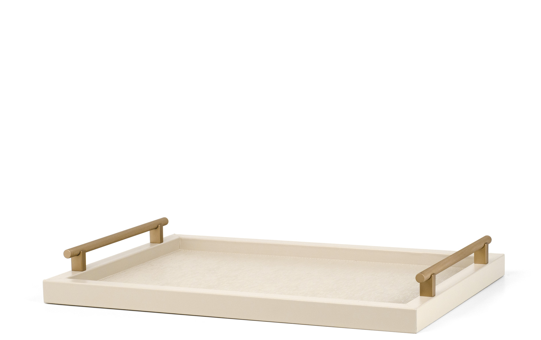 Дафне Поднос - 50X37 см / металл-финиш_вороненая-латунь / дюнная кожа_серо-коричневый