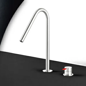 Смеситель для раковины сталь глянцевая с красной ручкой Toki Radomonte TKI31LCIL25