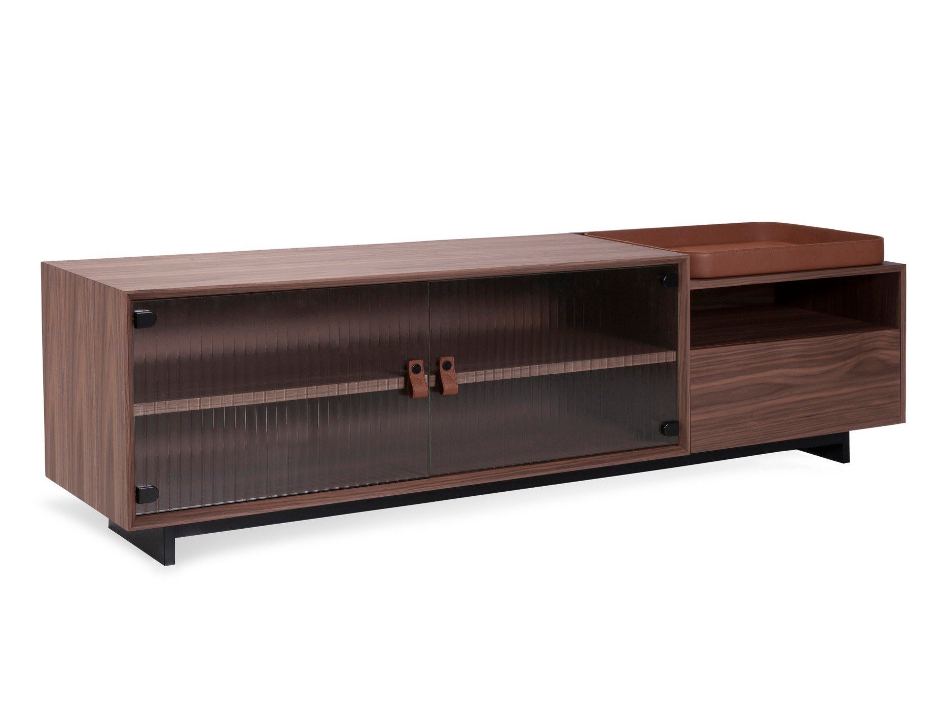 Шкаф для телевизора из шпона со стеклянными дверцами Duvivier Canapés JEAN ARCH-00033746 - Вид №1