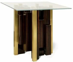 JOSÉ LEITE DE CASTRO Квадратный стол из черного дерева и стекла Chicago 12904301