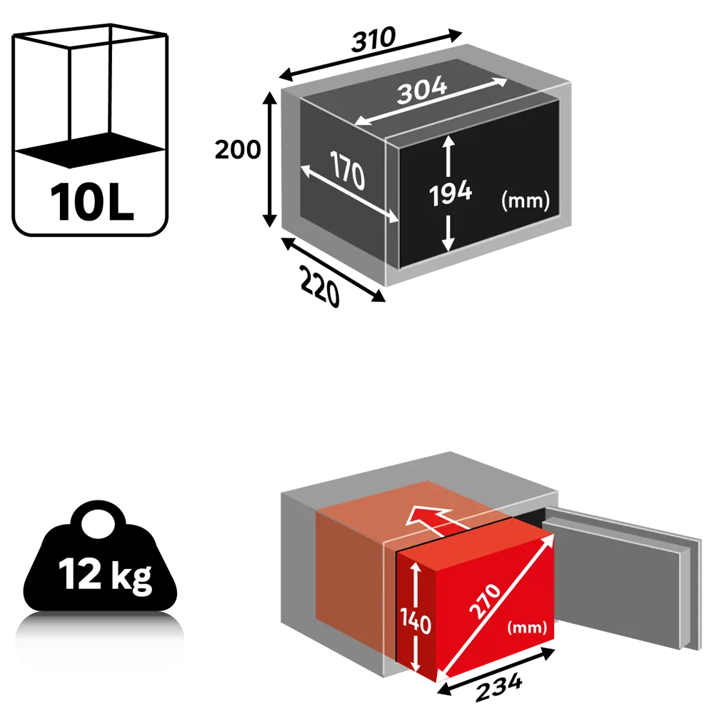 Сейф мебельный Standers N3, ключевой замок, 10 л STLM-2050281 - Вид №10