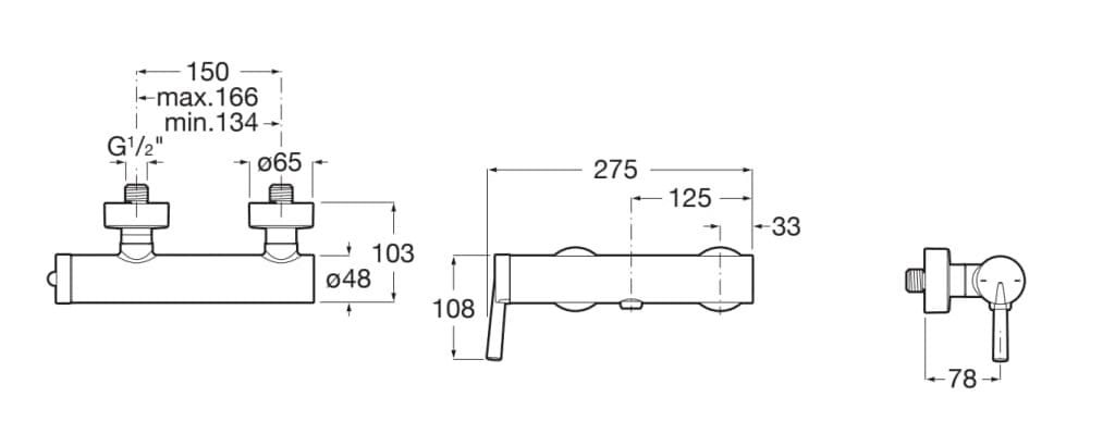 Латунь 2 отверстия открытый смеситель для душа Roca Pals ARCH-00135451 - Вид №2
