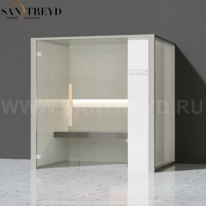 Effegibi ONEFILO H LO61020001 Хаммам. Установка: к стене. Правая дверь. Мощность: 4,5 кВт макс. Размеры: длина 214 см, ширина 171 см. Отделка: Отделка: матовый лакированный белый аллюминий и серый ламинат из керамогранита.