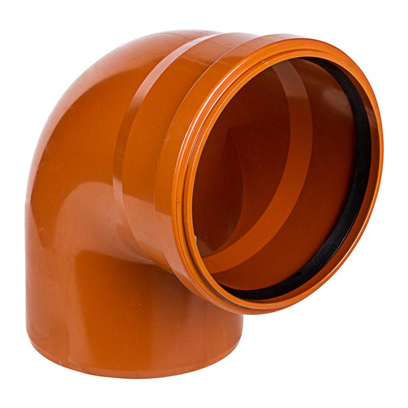 Отвод канализационный ПВХ 160мм 87° рыжий Политек 6387 - Вид №1