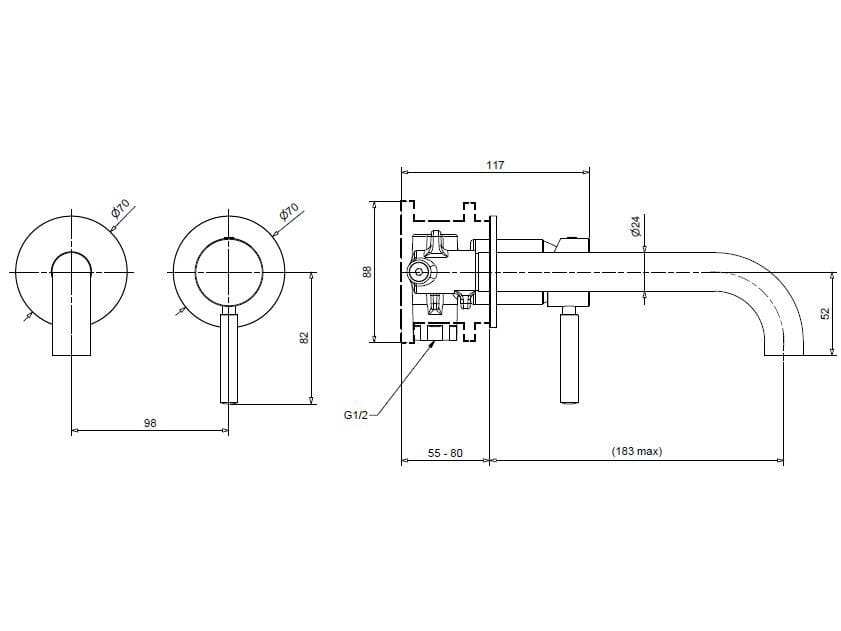 Смеситель для раковины из хромированной латуни Bugnatese Kobuk ARCH-00116030 - Вид №2