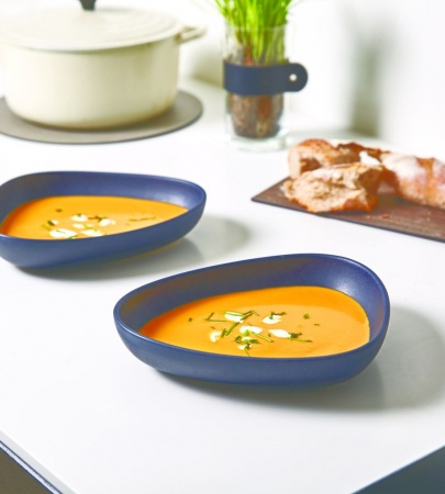 990171 Тарелка глубокая (22х19х5см) каменная керамика, темно-синий;LIND DNA  - Вид №1