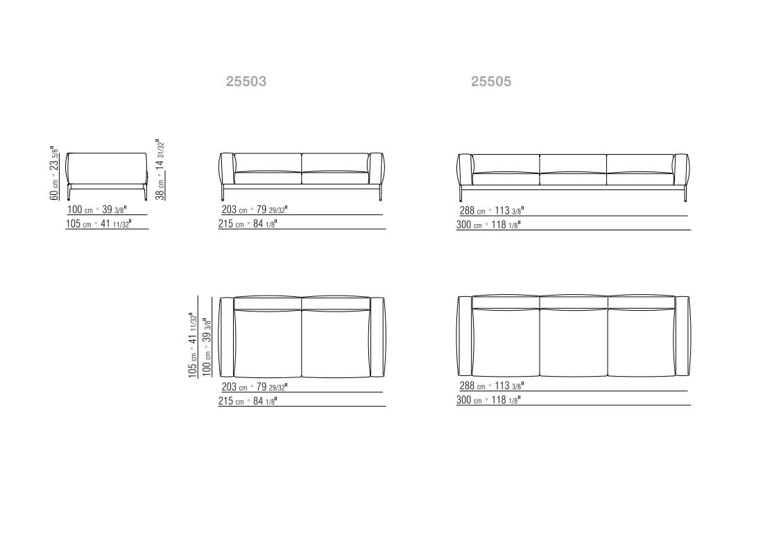 3-местный съемный тканевый диван Flexform ARCH-00033124 - Вид №6