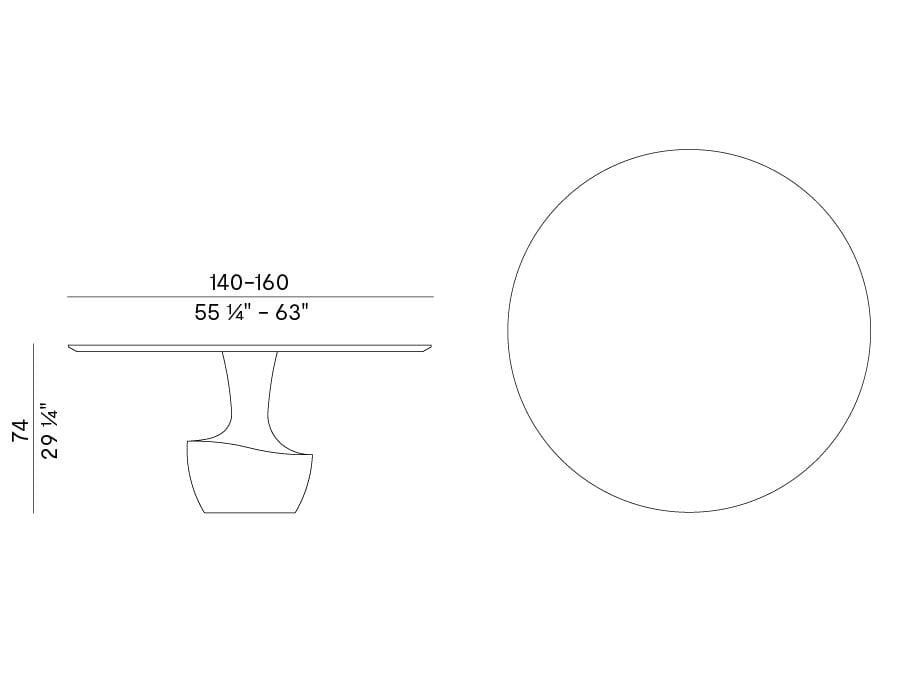 Круглый мраморный обеденный стол с ореховой столешницей Potocco Амфора ARCH-00109961 - Вид №2
