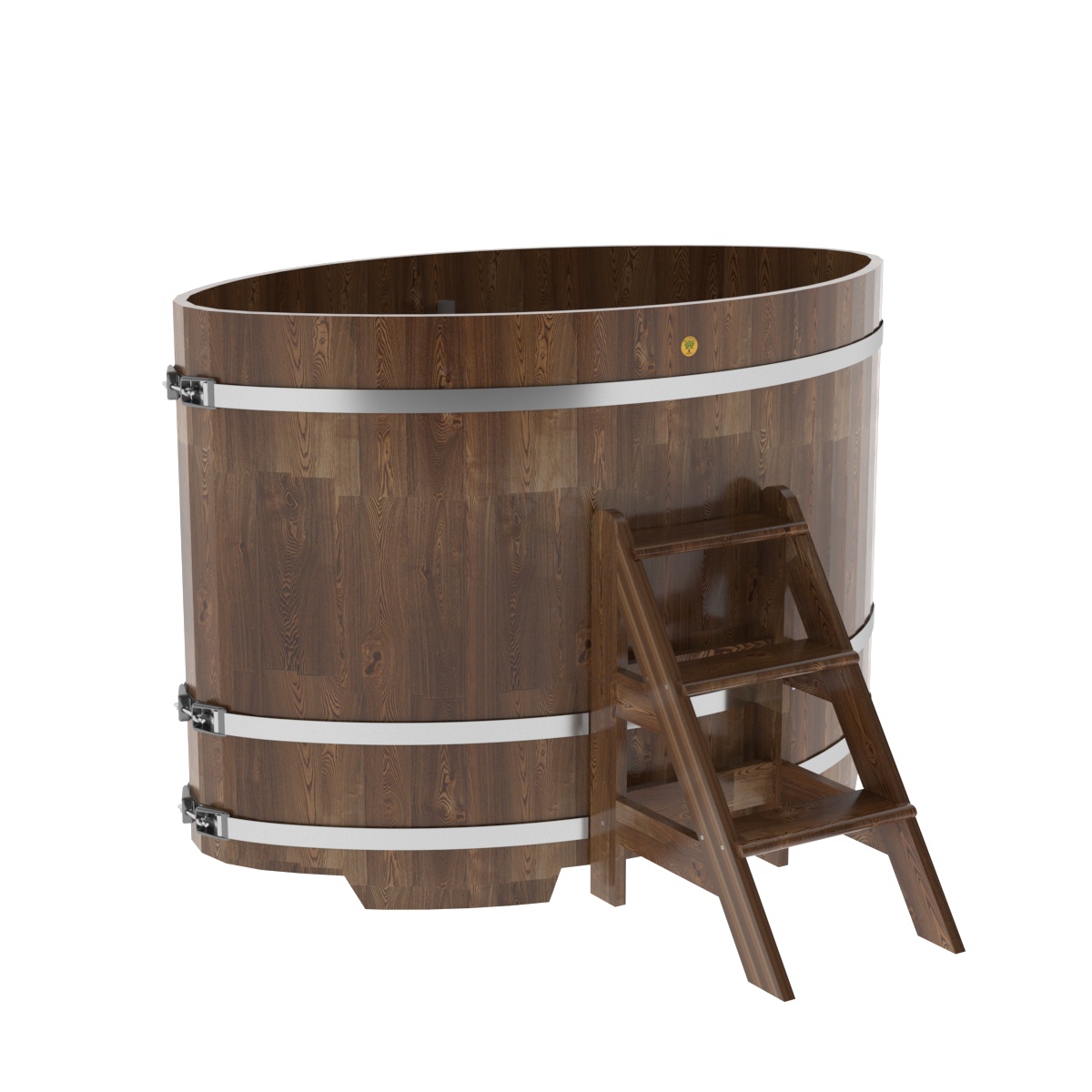 1533 Купель овальная из сращенных ламелей лиственницы 1,02х1,68х1,2 морёная Alyarus 