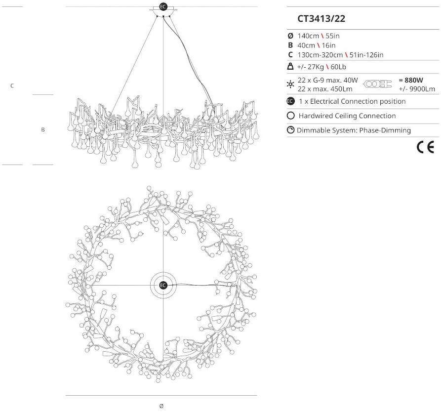 Serip Галогенный подвесной светильник из бронзы Bijout Ct3413/22 - Вид №2