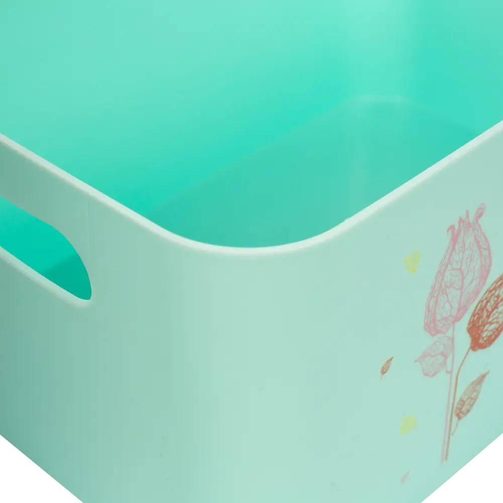 Корзина Flowers Pattern 15.79x12.12x11.5 см пластик цвет мята BEROSSI STLM-2036576 - Вид №4
