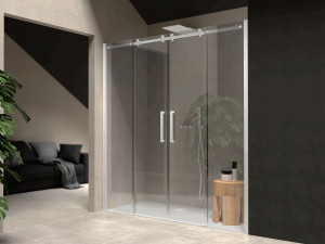 Алюминиевая и стеклянная угловая душевая кабина с раздвижной дверью