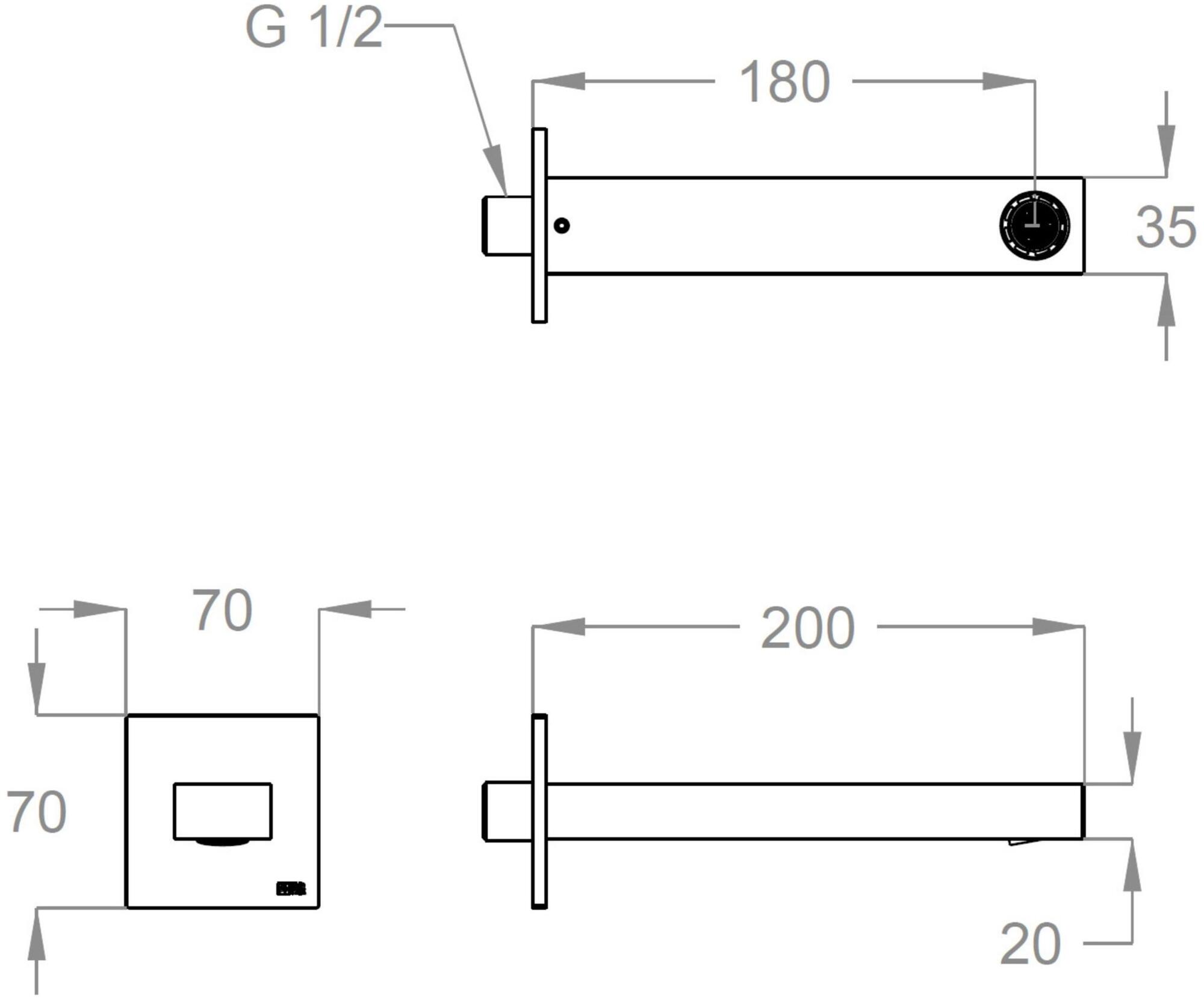 Fir Italia Настенный излив из латуни New playone 90 9044114 - Вид №1