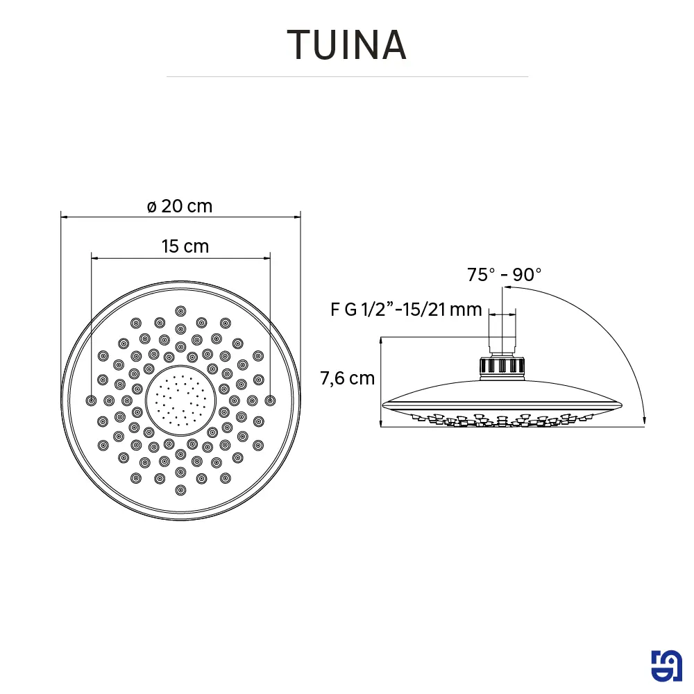 Лейка для душа Tuina 20 см Santreyd STLM-2132958 - Вид №6