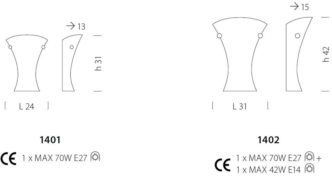 Sylcom Настенный светильник из стекла Loredan 1398/1399/1401/1402 - Вид №4