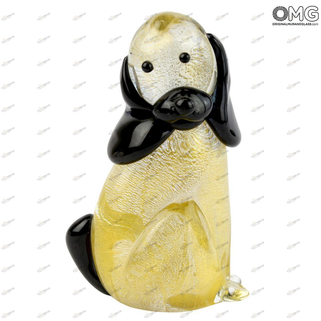 3861 ORIGINALMURANOGLASS Фигурка Золотая собачка - Животные - муранское стекло OMG 5 см 