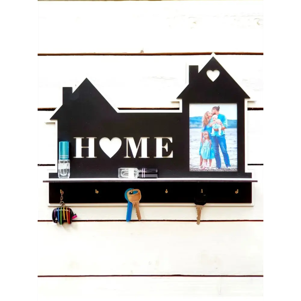 Ключница с фоторамкой Home 38x38x5 мм МДФ цвет черный Santreyd STLM-2053775 - Вид №1